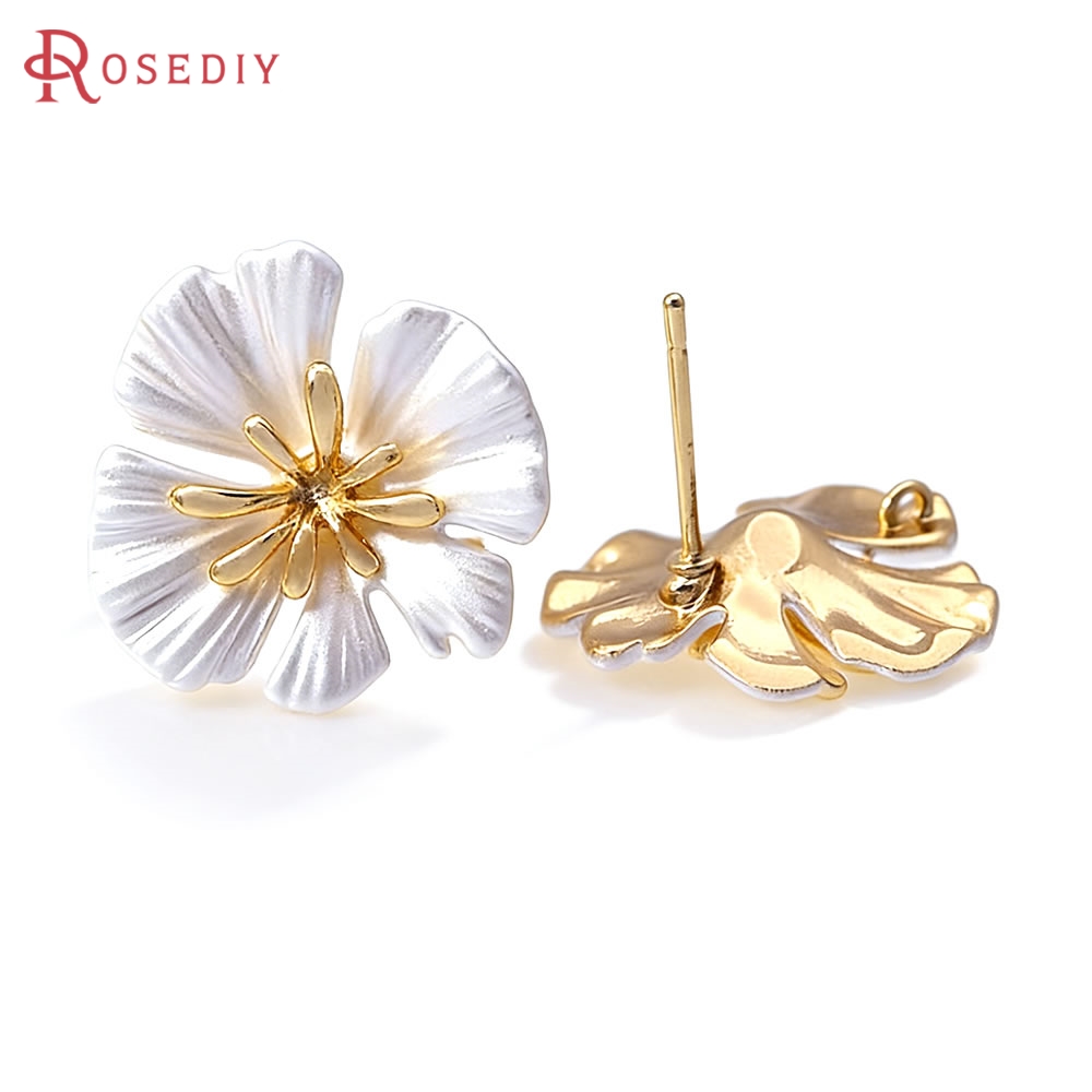 Jewelry Making Metals - Anting Tusuk Bunga Kuningan Warna Emas