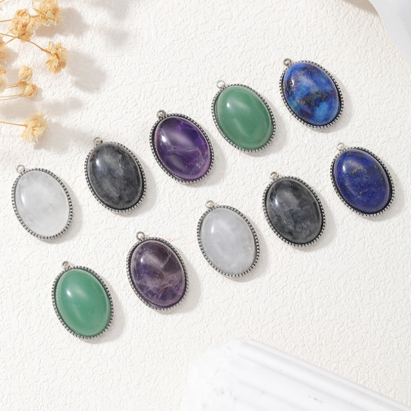 6 buah liontin oval batu alam  - Jewelry Making Michaels ulasan dan harga