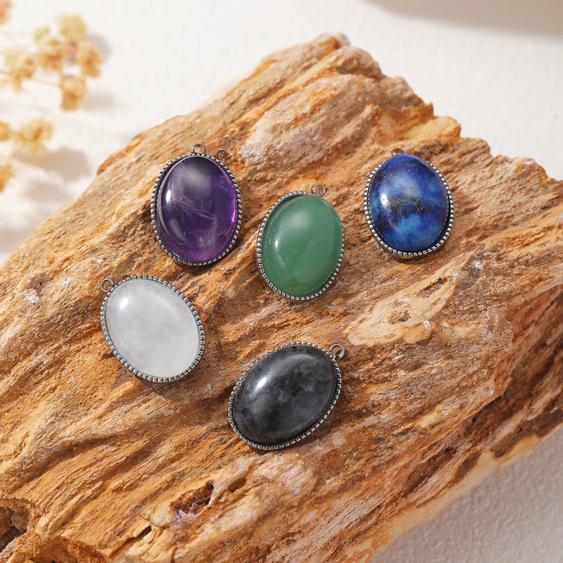 6 buah liontin oval batu alam  - Jewelry Making Michaels ulasan dan harga