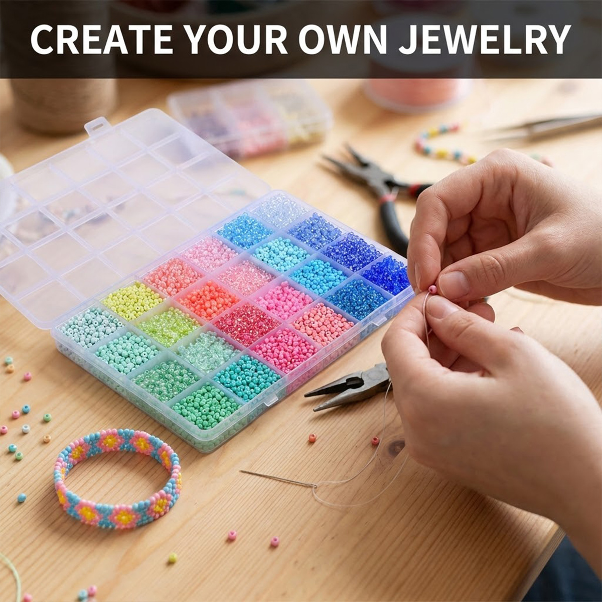 Kit 5200 Manik Kaca Seed Beads - Jewelry Making Tutorial ulasan dan harga