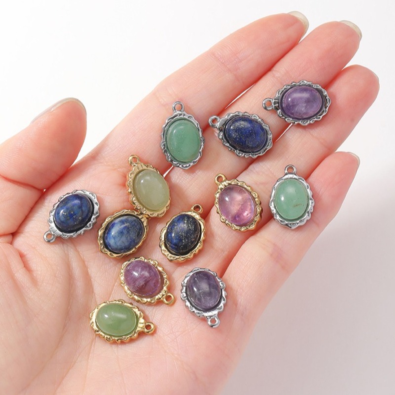 10 buah Liontin Batu Alam Oval - Jewelry Making Michaels ulasan dan harga