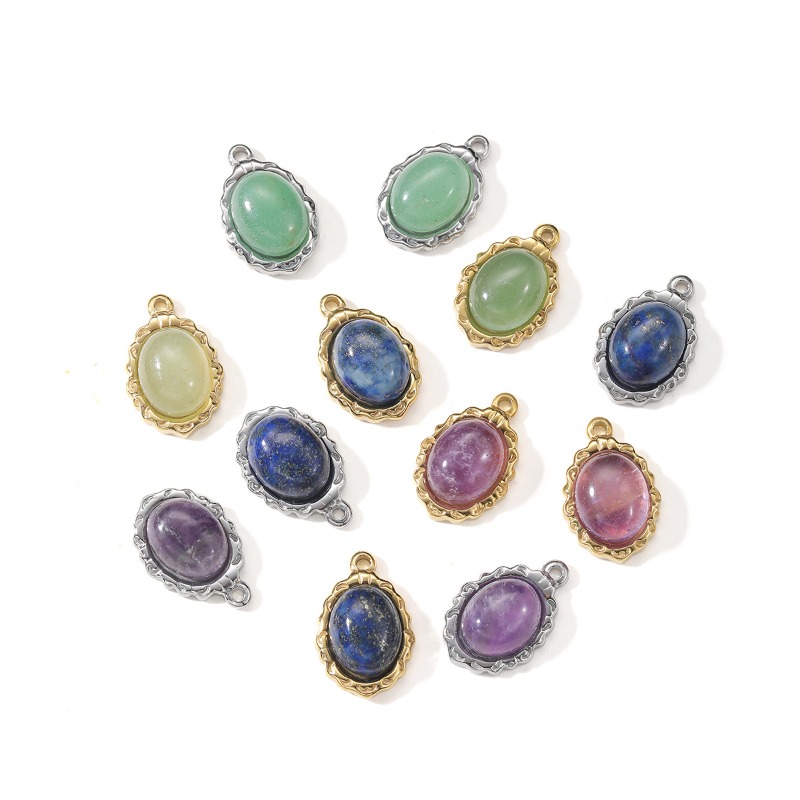 10 buah Liontin Batu Alam Oval - Jewelry Making Michaels ulasan dan harga