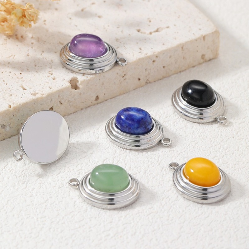 6 buah liontin oval batu alam  - Jewelry Making Michaels ulasan dan harga