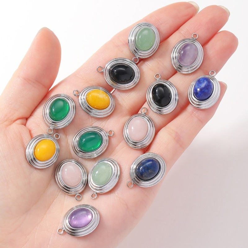 6 buah liontin oval batu alam  - Jewelry Making Michaels ulasan dan harga