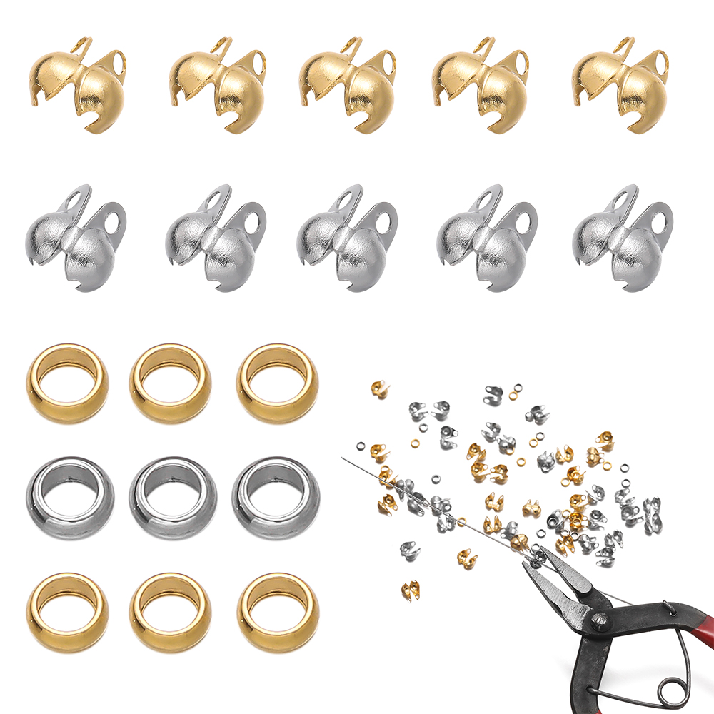 1Set Ujung Manik Crimp Baja Ta - Jewelry Making Knots ulasan dan harga